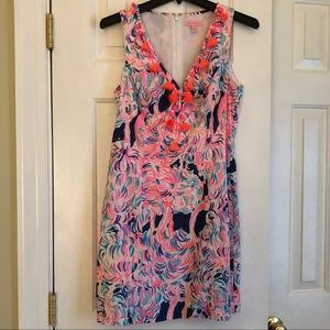 Lilly Pulitzer tassel shift dress/ostrich print